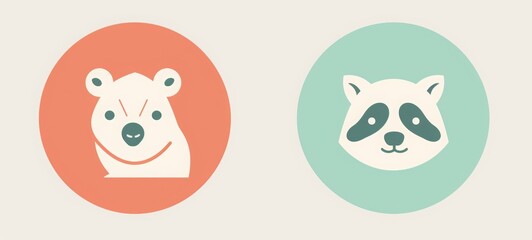 icon user round mint and peach, simple cartoon animal