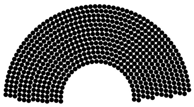 National Assembly after legislative election, French Parliament projected results 2024, political groups from left to right then independents, editable colors.