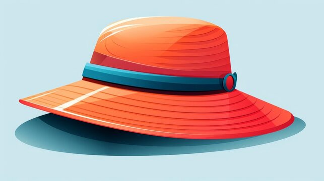 orange hat with blue band on blue background clip art preview