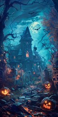 Fototapeta premium Haunted Nightmares Halloween Conceptual Background
