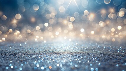 Fototapeta premium Silver Glow Particles Blur: A sophisticated blurred background with silver glow particles, ideal for a sleek and modern look. 