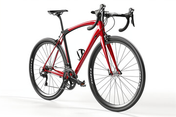 An Ai generative image of red bicycle on isolated white background.