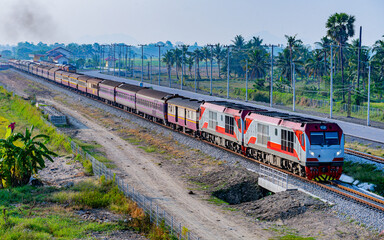 Naklejka premium Express Train 38 at Phetchaburi, Thailand 