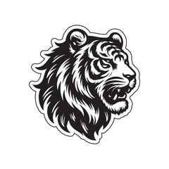 Fototapeta premium Stylized Black and White Tiger Head Vector Mascot Logo Isolated on White