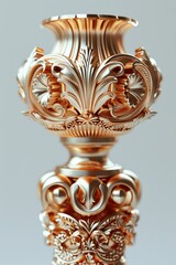 Fototapeta premium Ornate Gold Vase with Intricate Floral Patterns on a Light Background