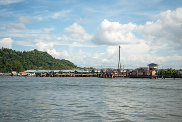 ブルネイダルサラームにある水上村カンポンアイールの風景Scenery of Kampung Ayer, a floating village in Brunei Darussalam