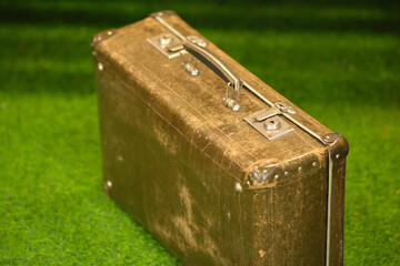 An old suitcase for transporting things on a trip to the railway station