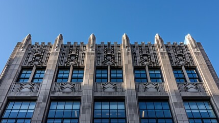Fototapeta premium Art Deco Building Facade with Intricate Details