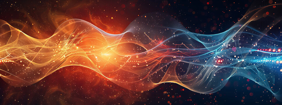 Conceptualize the intersection of quantum mechanics and general relativity in a vector diagram, exploring the idea of quantum gravity. Depict interconnected lines or nodes symbolizing entangled partic