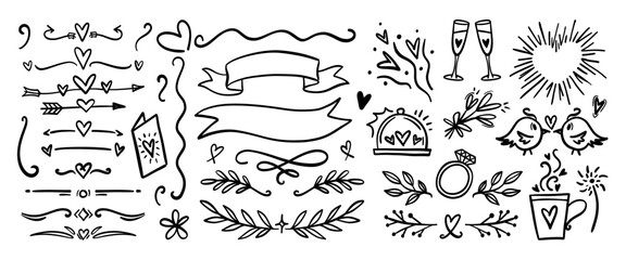 Hand drawn doodle vector set. Collection of cute hand drawn doodle.