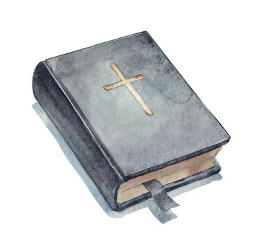 Holy Bible black cover  watercolor art