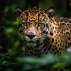 Obraz premium Powerful Jaguar in the Rainforest