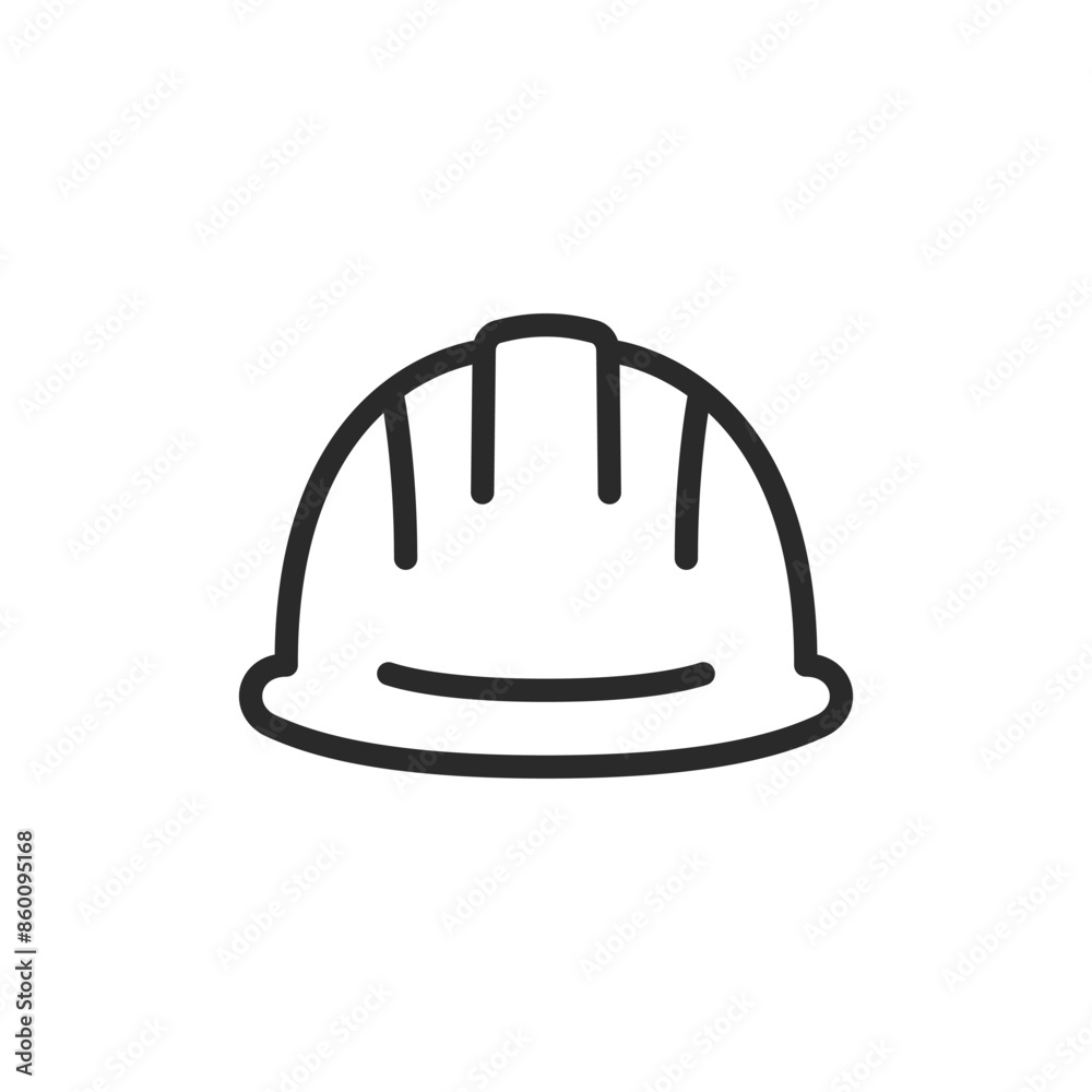 Wall mural hard hat, linear style icon. construction helmet for head protection. editable stroke width