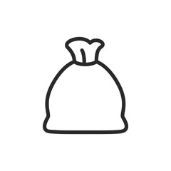 Tied bag, linear style icon. Editable stroke width