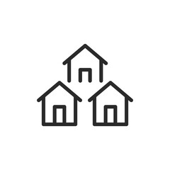 Residential community, linear style icon. Private houses. Editable stroke width