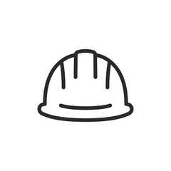 Hard hat, linear style icon. Construction helmet for head protection. Editable stroke width