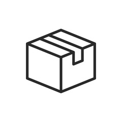 Closed box, linear style icon. Sealed with tape. Editable stroke width