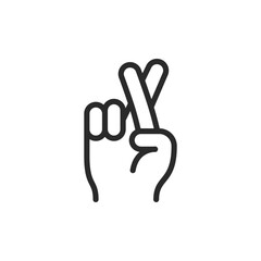 Obraz premium Fingers Crossed, linear style icon. fingers crossed for good luck. Editable stroke width.