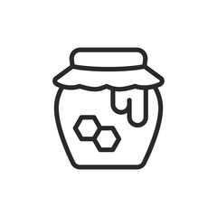 Honey jar, linear style icon. stored honey in a jar. Editable stroke width.