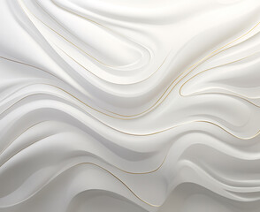 White 3D background with little gold, GenerativeAI. Curve wallpaper. Luxury wave background