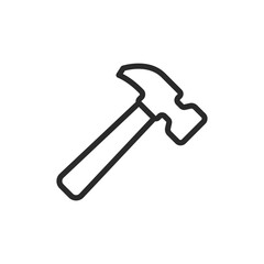 Hammer, linear style icon. hammer tool used for construction or repair. Editable stroke width.