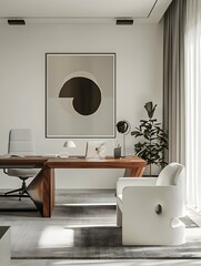 White CEO office interior with poster