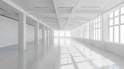 White empty business room interior with windows and no furniture, mockup
