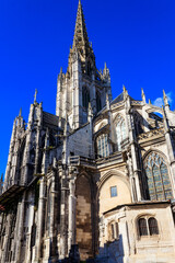 The church of Saint-Maclou church in Rouen, France. One of the best examples of the Flamboyant style of Gothic architecture in France