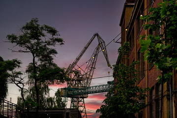 High cranes in the Gdańsk Stocznia, old shipyard and recreation area © Maryna Konoplytska