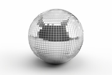 Silver Disco Ball on White Background