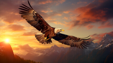 Obraz premium eagle flying on sky background