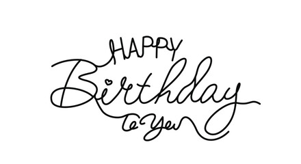 happy birthday text aesthetic line art
