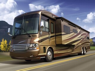 Motorcoach. Recreational Vehicle Traveling Home Camping Leisure Concept