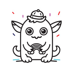 Free vector cute black monsters icons.