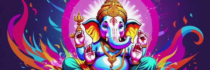 Fototapeta premium Celebrating the birth of Ganesh Chaturtha. an Indian deity. a holiday in India
