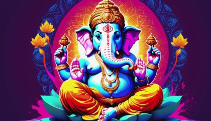 Celebrating the birth of Ganesh Chaturtha. an Indian deity. a holiday in India