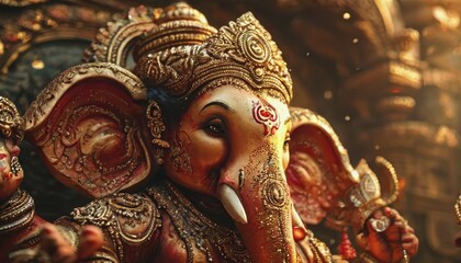 Fototapeta premium Celebrating the birth of Ganesh Chaturtha. an Indian deity. a holiday in India