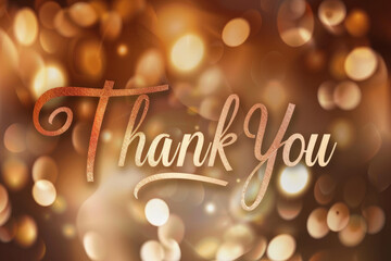 A blurry image of a person with the words "Thank You" written in gold letters