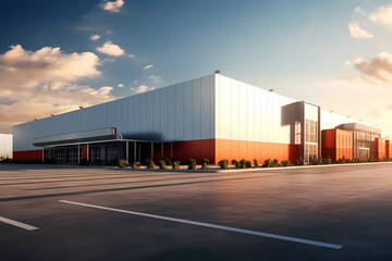 Modern logistics warehouse building structure. 