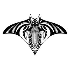 Stingray polynesian tattoo design. Aboriginal samoan style. illustration EPS10