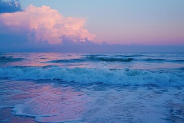 Tides Turning: A Beautiful Morning at Florida Beaches with Pastel Colors and Choppy Waves