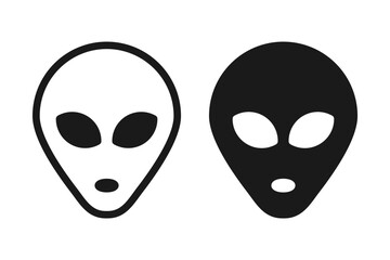 Allien face icon set. Flat vector illustration. EPS 8
