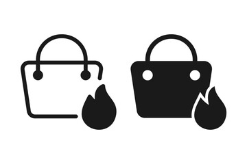 Set of hot sale icon vector on blank background. color editable