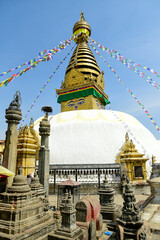 Fototapeta premium ネパールの首都カトマンズにあるスワヤンブナートのとても美しい風景Very beautiful scenery of Swayambhunath in Kathmandu, the capital of Nepal