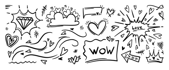 Hand drawn doodle vector set. Collection of cute hand drawn doodle.