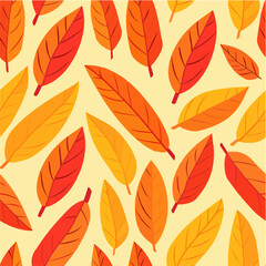 Obraz premium autumn leaves seamless pattern. autumn print for fabric and design. beautiful leaves on yellow.