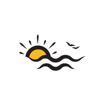 recommend clip art: bird view logo, outline icon, beach symbol, logo template design
