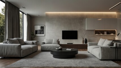 minimalist living room with a spacious layout