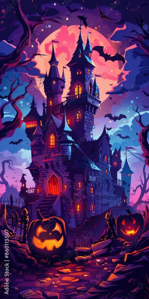 Wall mural Haunted Castle Halloween Illustration Background