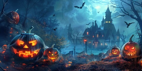 Haunted Halloween Nightmares Conceptual Background